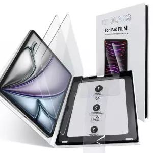 다이아큐브 아이패드 에어 8세대 13 M4 원터치 풀커버 9H강화유리 고투과 저지문 액정보호필름 2매 자동먼지제거 간편부착