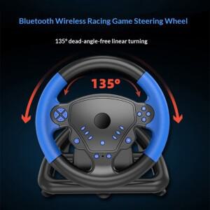 호환 PS4/PC/안드로이드/iOS용 4-in-1 게임 스티어링 휠 핸들 - 듀얼 모터 진동RGB LED 조명을 갖춘 블루투