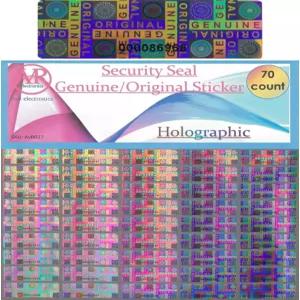 70개의 변조 방지 스티커 스티커. 정품 홀로그램 씰 호일 테이프 일련 번호 포함. 강력한 접착력. (스티커