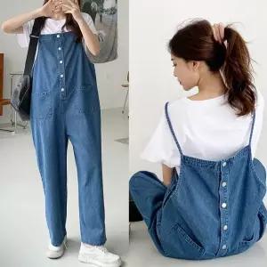 엘리즈데이 해브청점프수트 청바지 청멜빵바지 셋업 뷔스티에 캐주얼 데님