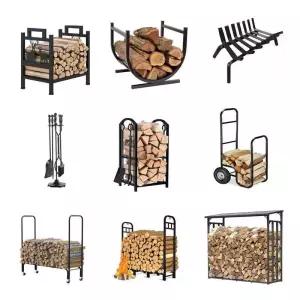 장작 수납 B타입 선반 스탠드 땔감 바구니 카키