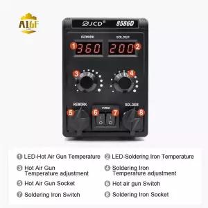 호환  A16F-8586D Solderingstation 2In1 750W 뜨거운 공기 LCD 듀얼 디지털 디스플레이 전기 납땜 인두 SM