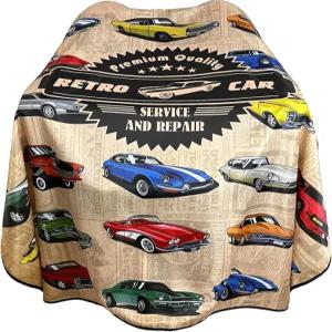 바버 케이프 남성용 전문 헤어 커팅 살롱 스냅 방수 스타일링 드레스 에이프런 - 63 × 56(빈티지 자동차)