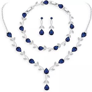 신부 들러리 여성용 GZWHD 웨딩 주얼리 세트 큐빅 지르코니아 목걸이 귀걸이 팔찌 어머니 친구 아내 딸