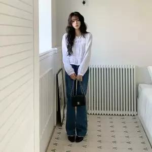 |CHH42D4|여성용 리본 디테일 브이넥 레이스 크롭 블라우스