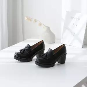 SUL_방울중 여성 로퍼 미들힐 로퍼힐 옥스퍼드화 통굽