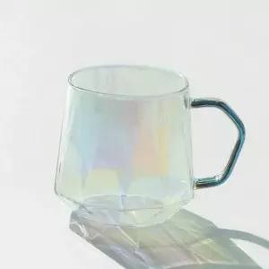 [골드스마일]핸들 유리 컵 오로라 유리 컵 감성 무지개 홈카페 내열 머그컵