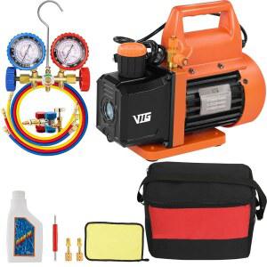 VTG 어댑터 펌프 R410A 시스템용 자동 호환 HVAC 진공 VOGTEN R12 매니폴드 R22 R134A 스플릿 키트 R502와 포함 미니 게이지 CFM AC 세트