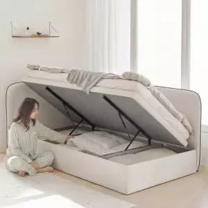 상일리베가구 플뢰르 가드형 리프트업 수납 침대프레임 SS