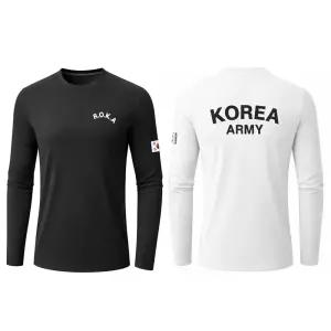 빅사이즈 남여공용 군인 긴팔 티셔츠 기능성 쿨링 스판 로카 커플티