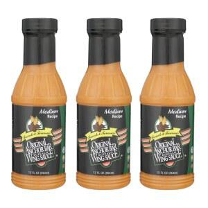 앵커 바 오리지널 윙 소스, 미디엄 레시피 u2013 정통 맛, 수상 경력에 빛나는 오리지널 윙 소스, 12온스 [3팩]