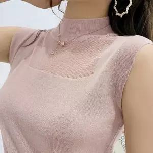 여성용 슬림핏 이너 탑 브라캡 포함 나시형 슬리브리스 티셔츠