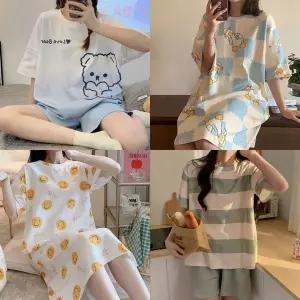 여름용 반팔 잠옷 홈웨어 파자마 원피스 실내복