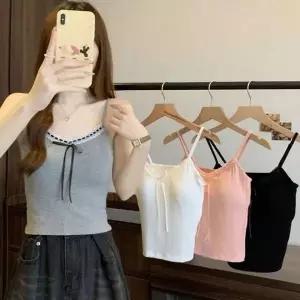 여성용 레이스 캡 내장 이너 끈 나시 브라탑 캡나시