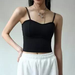 여성 도시감성 스트링 조절 숏 크롭 나시탑 베이직 운동복