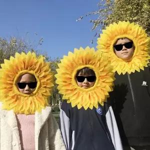 해바라기 머리띠 재미 단체 학예회 해바라기 얼굴 가면 코스튬