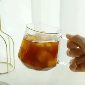 [셀러에이드]디자인 내열 유리 잔 글라스 홈카페 유리 컵 400ml 2개 유리잔2개세트