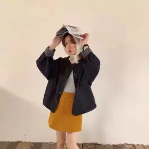 여성용 청 빈티지 블레이저 싱글 코트 라운드 재킷 DUCHI1