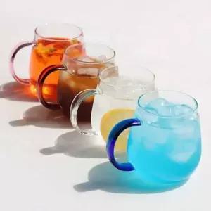 내열 유리 컵 홈카페 유리 컵 항아리 손잡이 커피 라떼 투명 카페