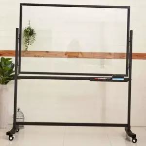 이동식 유리 칠판 회전형 유리 칠판 블랙프레임 스탠드형 인테리어