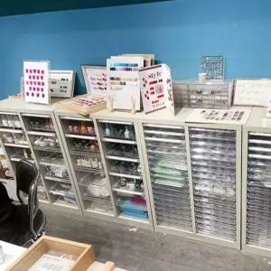 네일샵 파츠 정리함 수납장 슬라이딩 파일 재료 보관함 핑크 보관 젤 소품