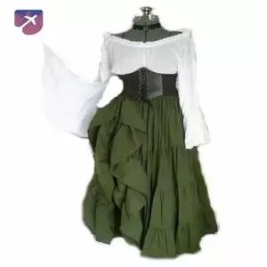 푸른 드레스 복고풍 중세시대 레트로복고풍 레트로