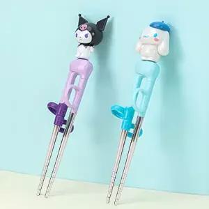 [홈앤키즈]산리오 더스틱 맥스 스텐 젓가락 1단계 시나모롤 쿠로미 어린이집 유치원 교정용 교정 단체선물