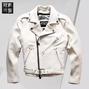 남자 흰색 가죽 재킷 할리 자켓 오토바이 바이크 크롭 화이트 라이더