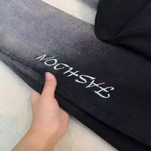 남성용 팬츠 청 추동 봄 배기핏 레터링 하트 자수 DUCHI3