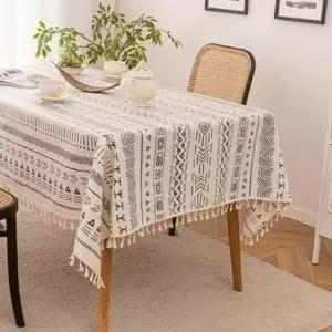 야외용 식탁 테이블보 보헤미안 방수 테이블보 캠핑 감성 타슬