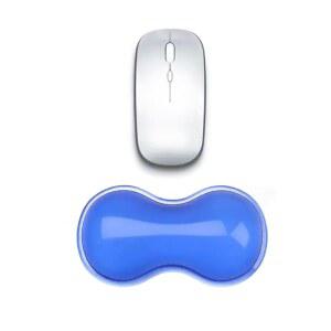 마우스 손목 받침대 패드, 간편한 타이핑 및 완화를 위한 5.71인치 인체공학적 쿨 실리콘 젤 지지 게임, 컴퓨터, 노트북, 사무실용 미끄럼 방지 베이스 쿠션 블루