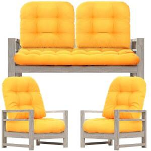 WENQIK 7개 야외 세트 러브시트 현관 노란색 파티오 19인치 스윙 위커 가구 소파 44 벤치 쿠션 의자 1개 시트