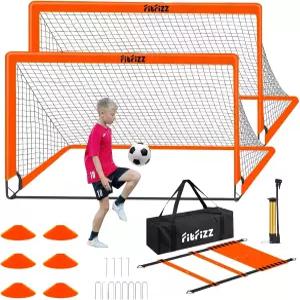 축구 골 뒷마당 6x4피트 휴대용 팝업 네트 세트 축구공 사다리 콘이 장착된 훈련 장비