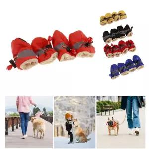 강아지 털신발 4P 슈즈 산책 부츠 애견신발 겨울 양말 gen6+7glj