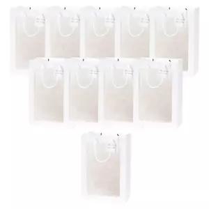 10개 화이트 중 꽃 20x15x30cm 쇼핑백 투명기프트 선물가방 산타 루돌프 크리스마스 성탄절 답례품포장 어