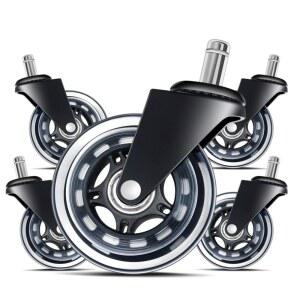 5PCS 사무실 의자 안전 회전 롤러 바퀴 하드웨어 교체 고무 소프트 가구 인치