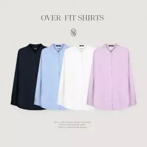 핫핑 [LOVB] L-1463 오버핏 자수 핀턱 긴팔셔츠