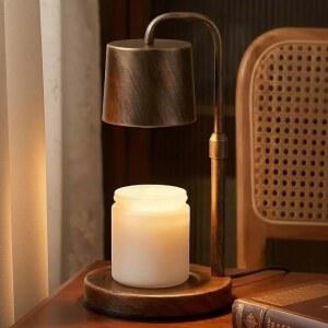 빈티지 산업용 양초 워머 가정 장식용 램프 - 높이 조절 가능, 2-6H 타이머 및 디머, 양키 캔들 병과 호환되는 디머블 왁스 멜트 워머(안티크 브론즈, 50W 2 전구, 110