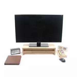 우드나인 원목 삼나무 모니터받침대 2단 M대 다이 선반 컴퓨터 와이드 대형 스탠드