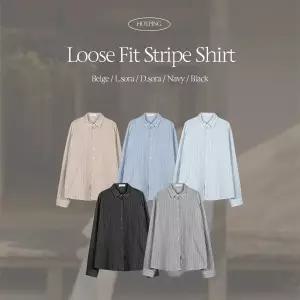 핫핑 [여리핏/활용도UP/쾌적한원단] 세븐데이즈 루즈핏 스트라이프 긴팔셔츠