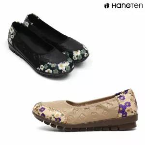 행텐 HT-81-2 여성용 플라워 자수 컴포트화 쿠션 단화 효도화 펀칭 경량 플랫슈즈