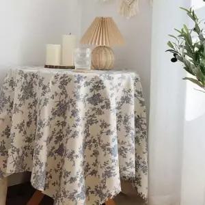 린넨 식탁보 원형 식탁보 플라워 사각 주방 테이블보 매트 덮개