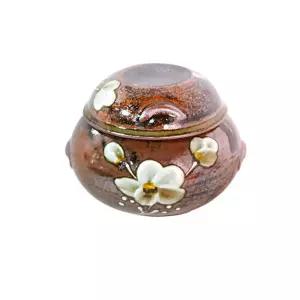 은매화 자배기 소플라워항아리 수납 주방 꽃무늬 용기 원형 선물용 형항아리 옹기 기토