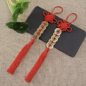 매듭 재물운 오색실 레드 걸이 장식품 엽전 오제전 풍수 돈복 노리개 행운 인테리어
