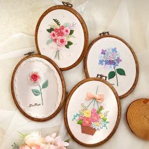 프랑스 자수 만들기 DIY 후프 액자 십자수 키트 세트