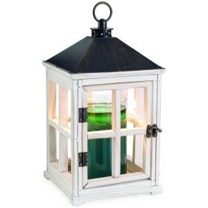 캔들 워머 등. 탑다운 워밍업 및 무불꽃 향기를 위한 흰색 나무 농가 랜턴 u2013