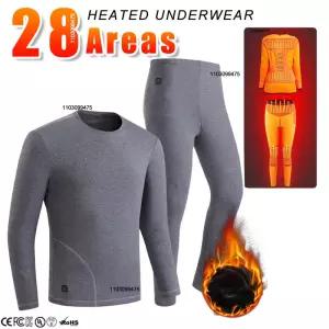 28개 구역 발열 속옷 하이킹 셔츠 스키복 상의 하의 남녀 공용 USB 재킷 겨울 코트