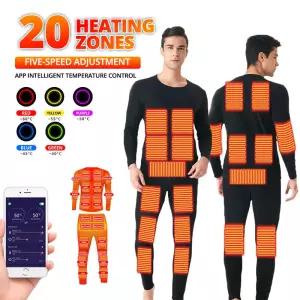 겨울용 발열 내의 세트 스마트폰 앱 온도 조절 USB 배터리 구동 플리스 재킷