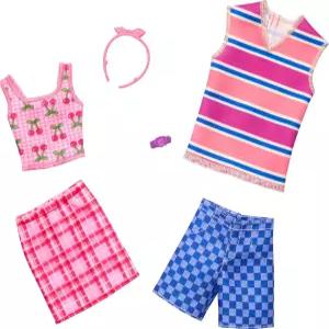 바비 옷 세트 켄 인형용 패션 액세서리 팩 (체리 테마의 완성된 룩 2가지 포함)