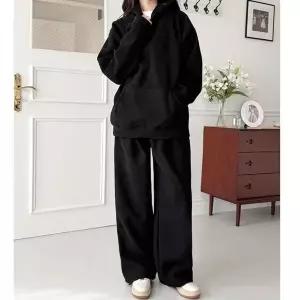 트렌디 여성 후드 밴딩 운동복 여자 골덴 뽀글이 핀턱 와이드